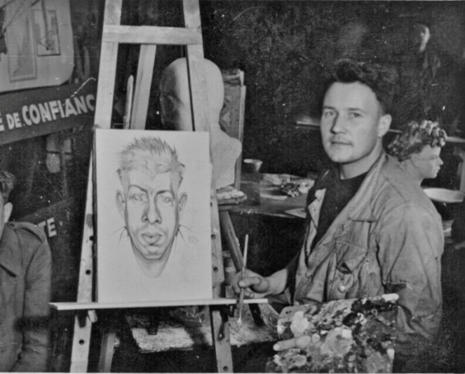 Jean Billon en train de peindre