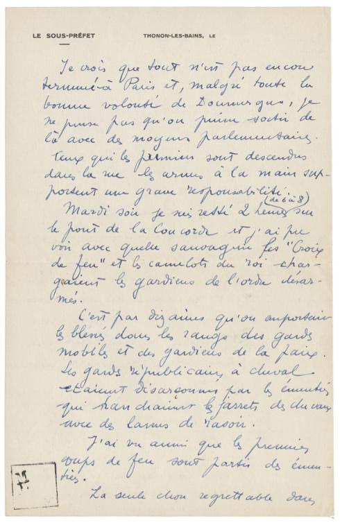Lettre à ses parents, 12 février 1934